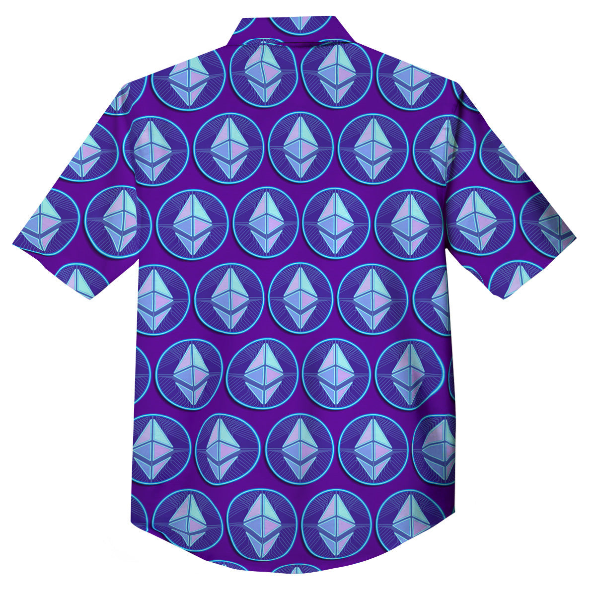 Ethereum Cryptocurrency Print Pattern Button Up Shirt-grizzshop