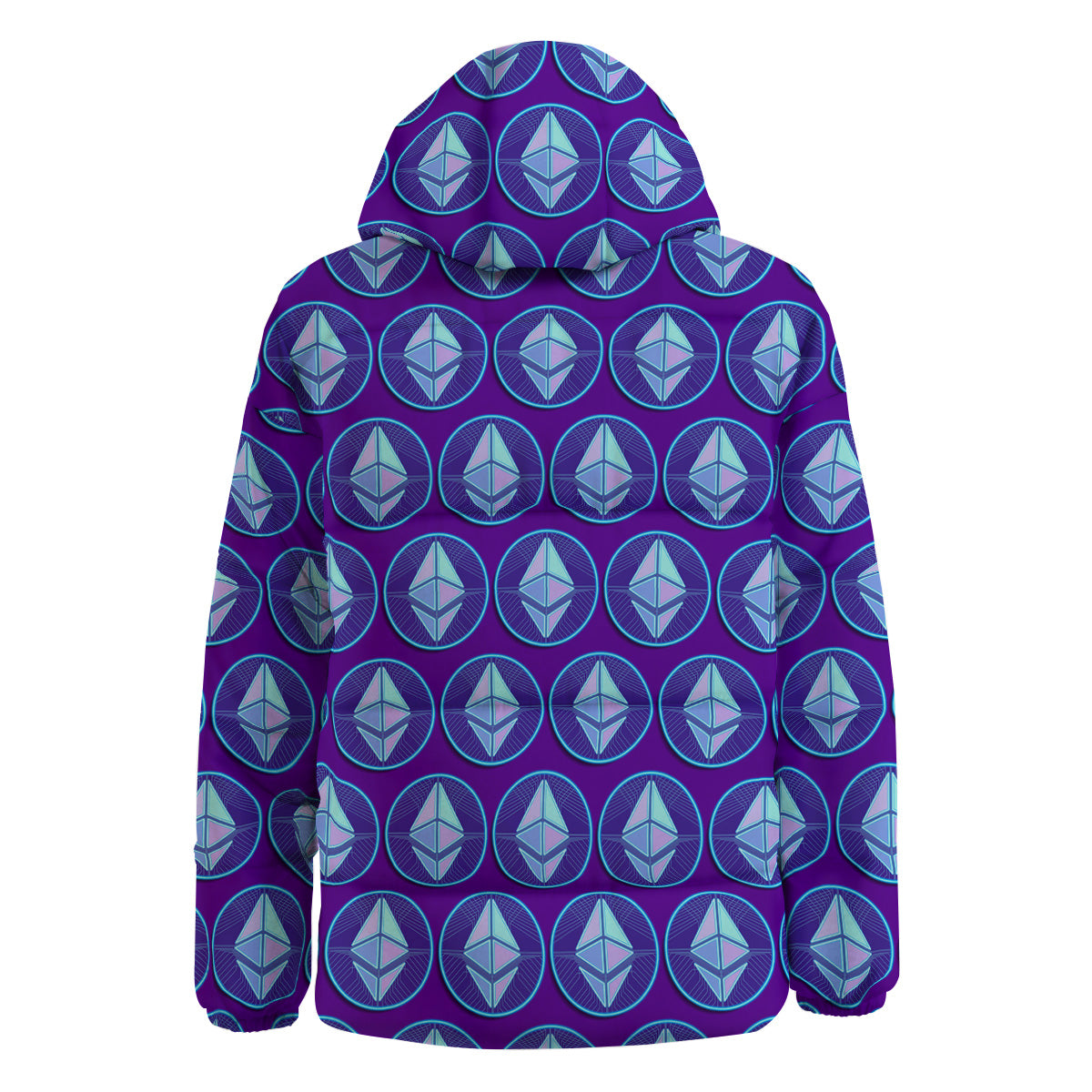 Ethereum Cryptocurrency Print Pattern Down Jacket-grizzshop