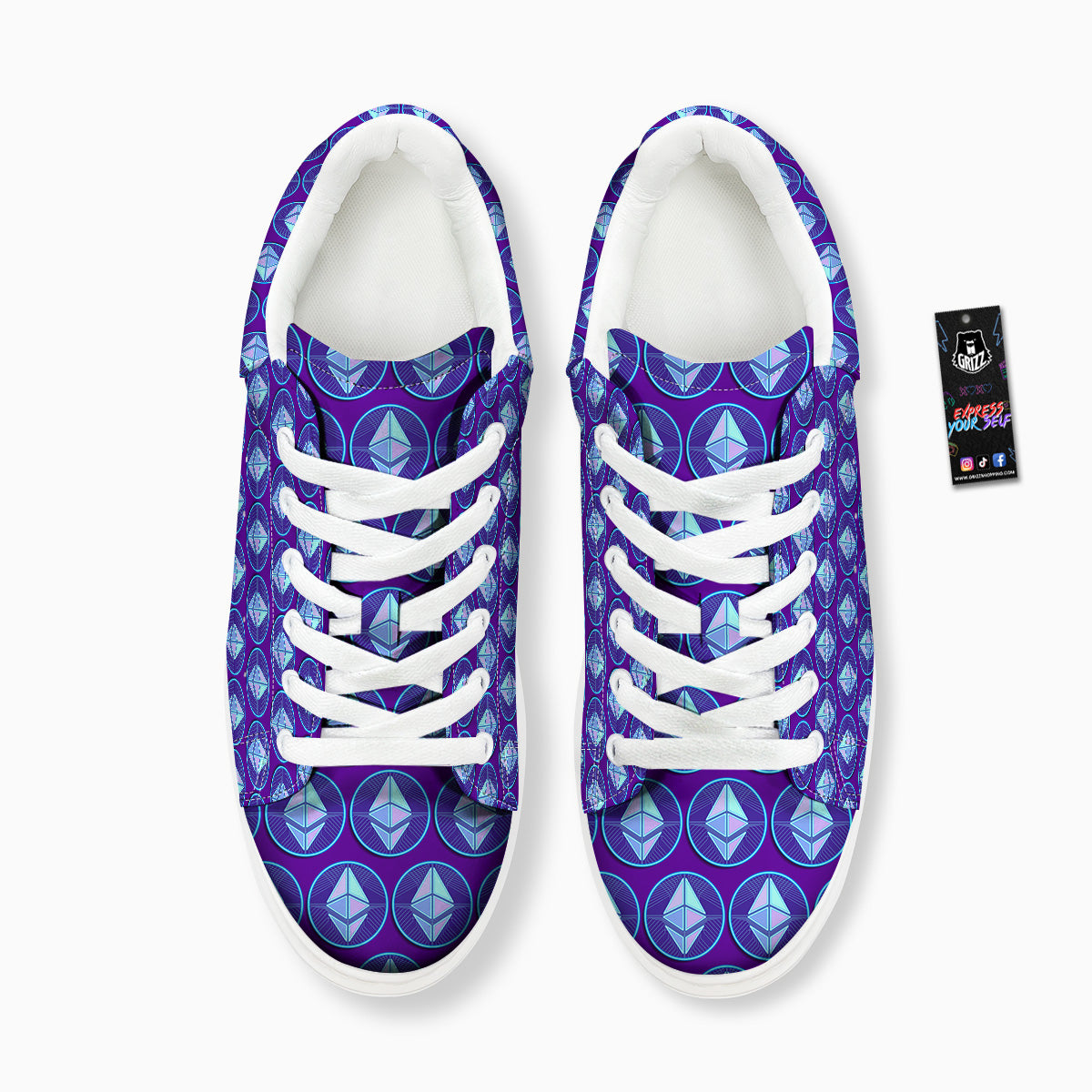 Ethereum Cryptocurrency Print Pattern Platform Shoes-grizzshop