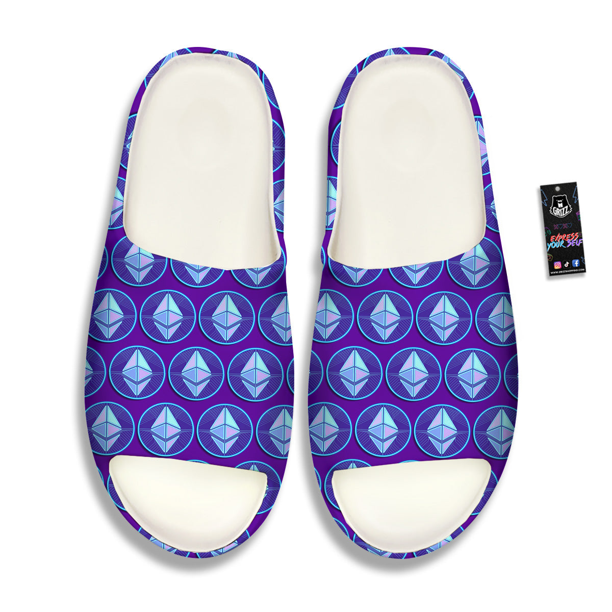 Ethereum Cryptocurrency Print Pattern Sandals-grizzshop