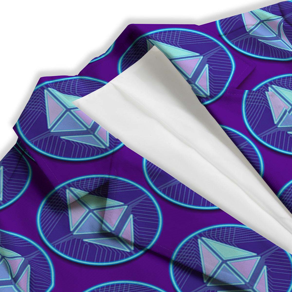 Ethereum Cryptocurrency Print Pattern Women's Blazer-grizzshop