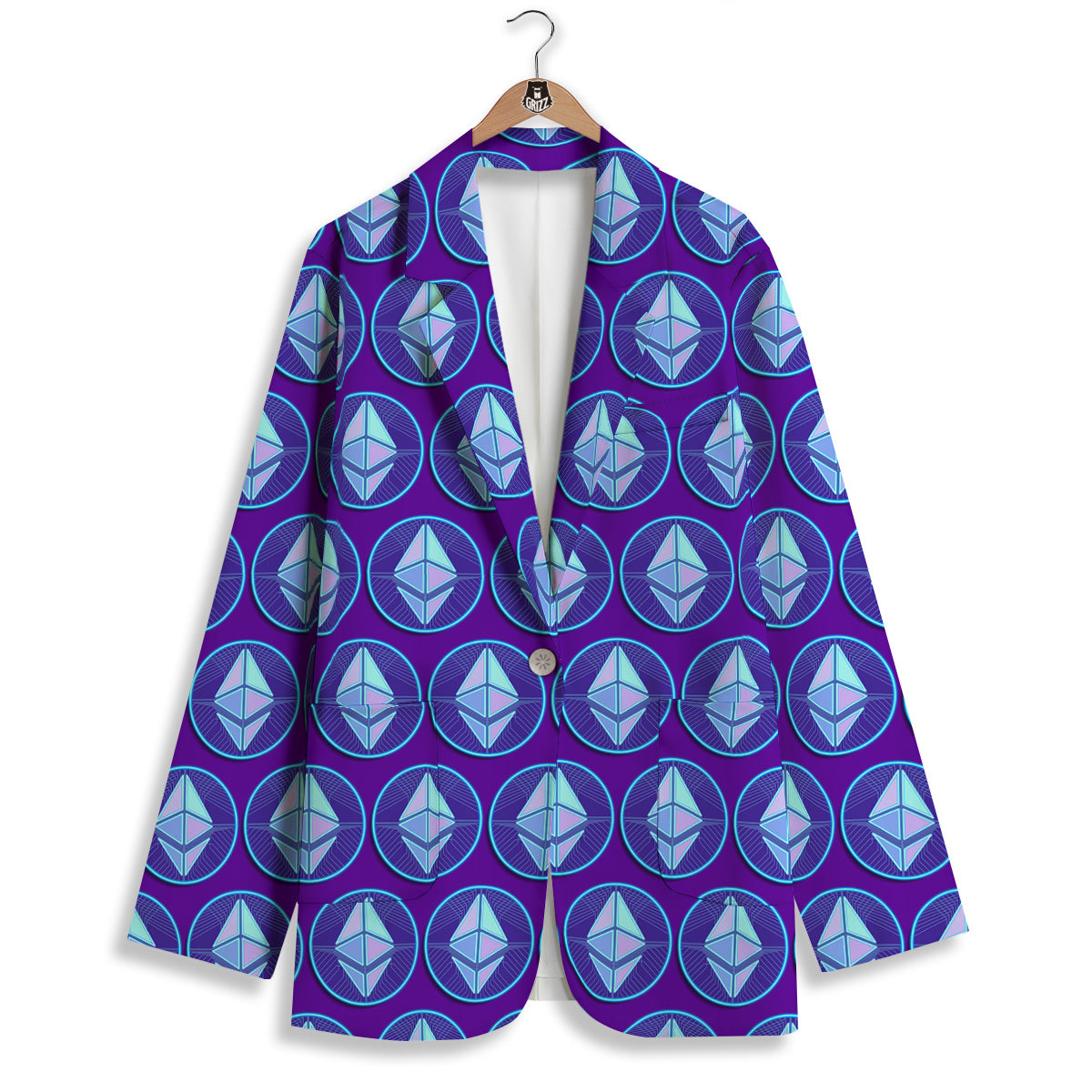 Ethereum Cryptocurrency Print Pattern Women's Blazer-grizzshop