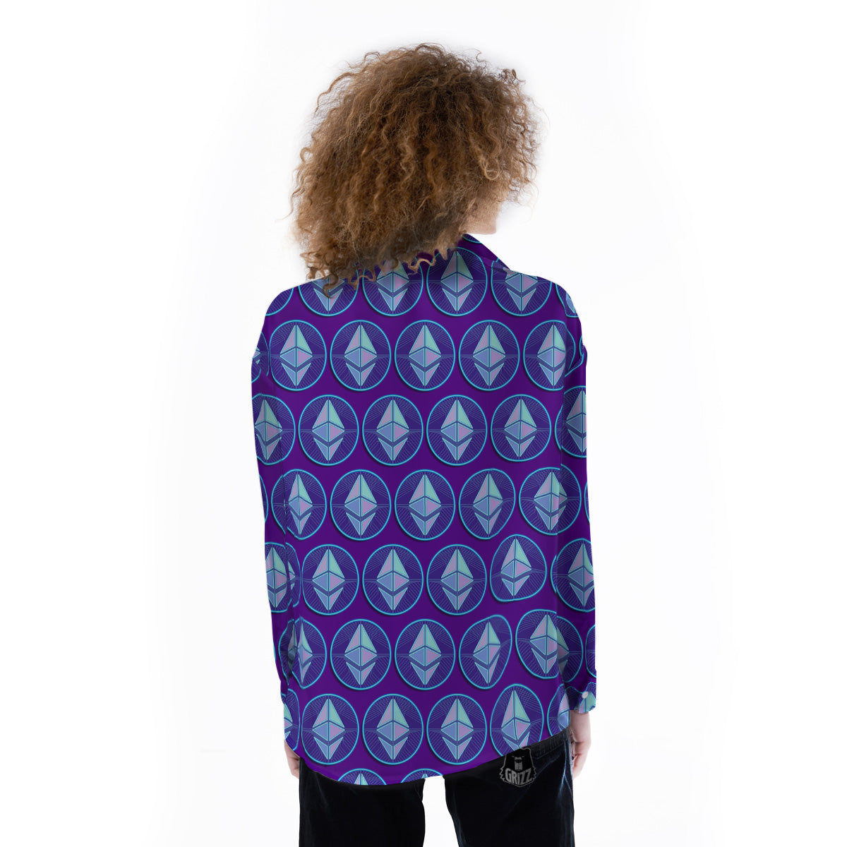 Ethereum Cryptocurrency Print Pattern Women's Long Sleeve Shirts-grizzshop