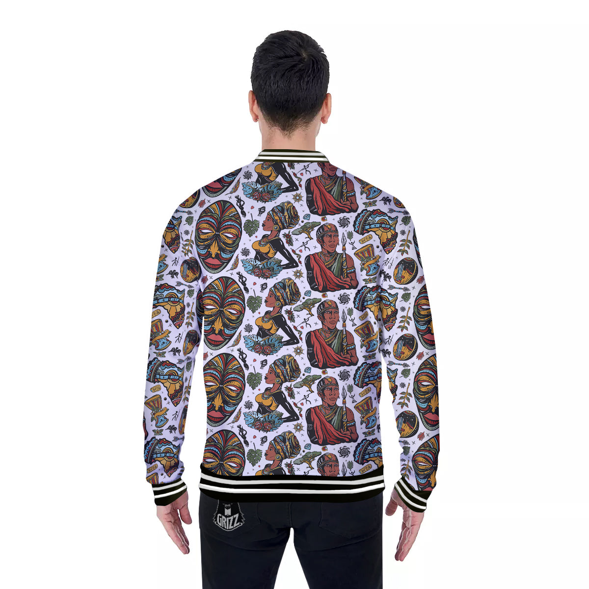 Ethnic Afro African Print Pattern Baseball Jacket-grizzshop