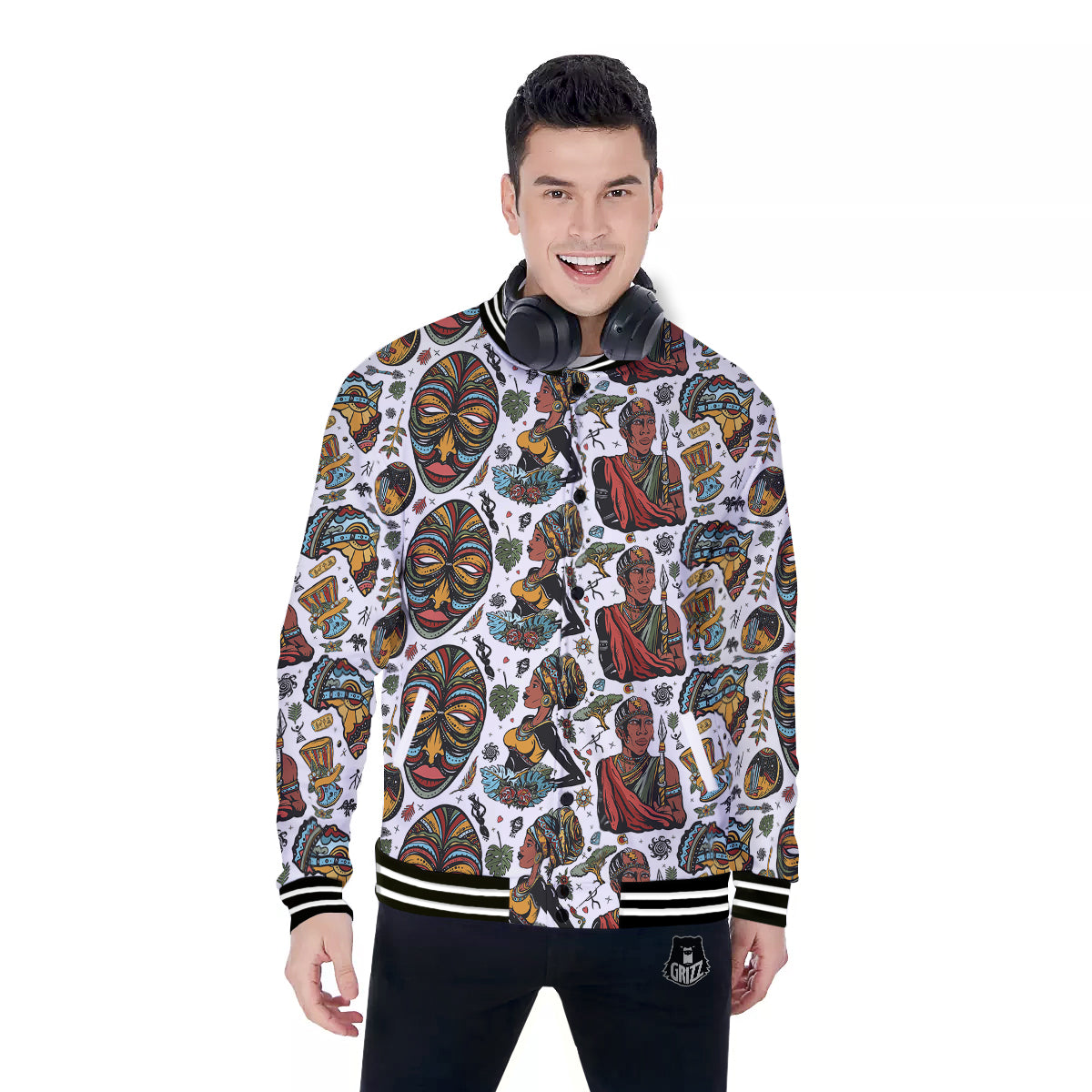 Ethnic Afro African Print Pattern Baseball Jacket-grizzshop
