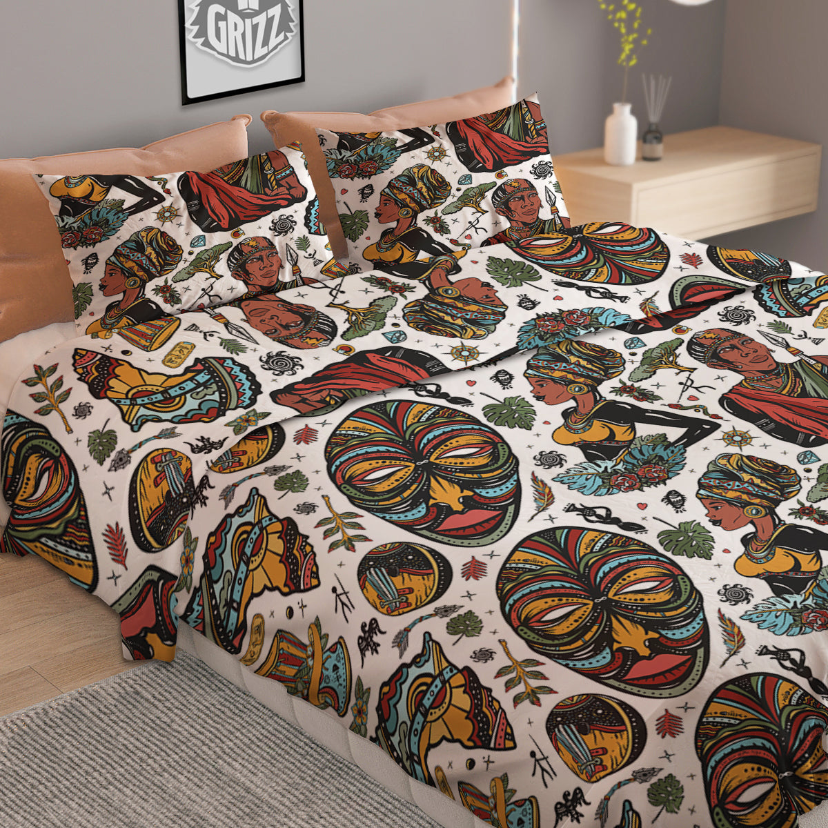 Ethnic Afro African Print Pattern Duvet Cover Bedding Set