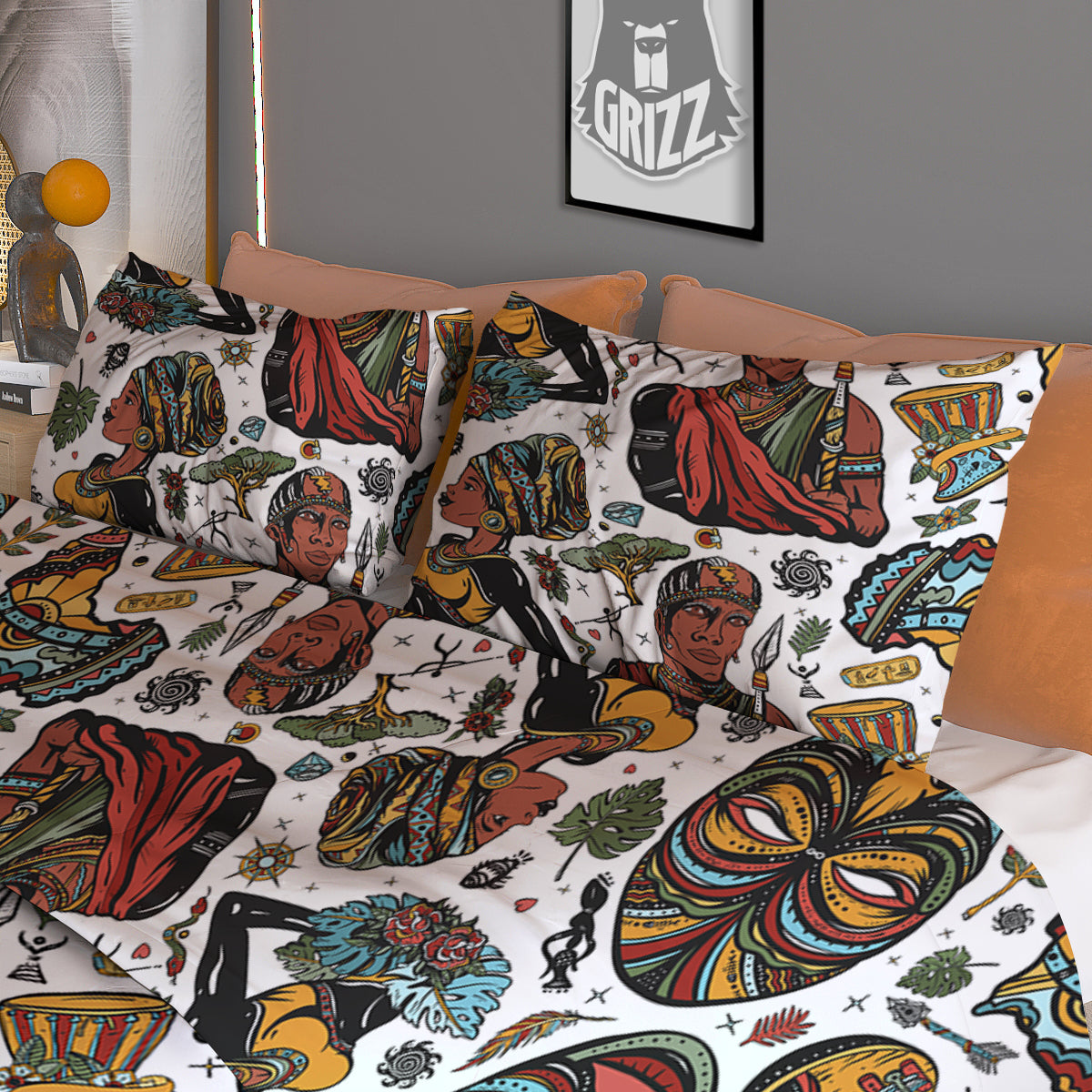 Ethnic Afro African Print Pattern Duvet Cover Bedding Set