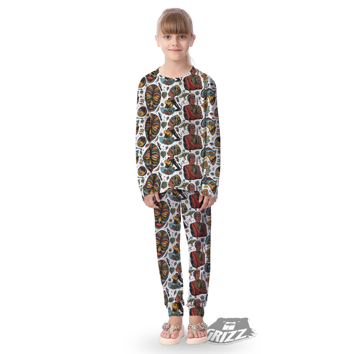 Ethnic Afro African Print Pattern Kid's Pajamas-grizzshop
