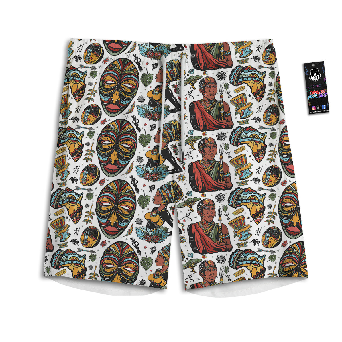 Ethnic Afro African Print Pattern Men's Athletic Shorts
