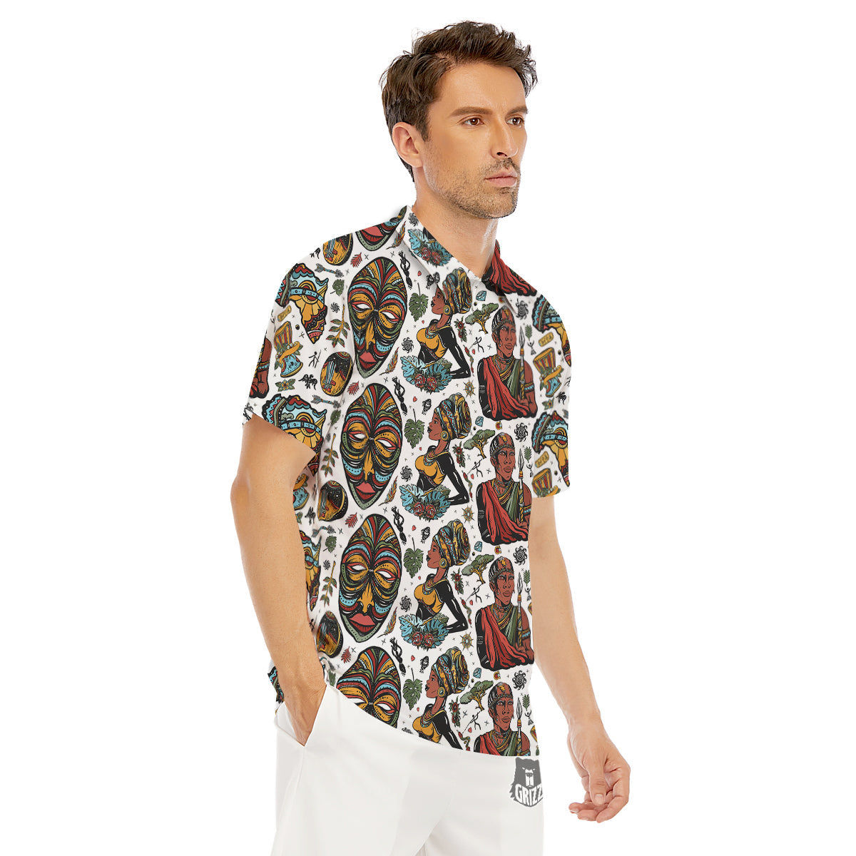 Ethnic Afro African Print Pattern Men's Golf Shirts-grizzshop
