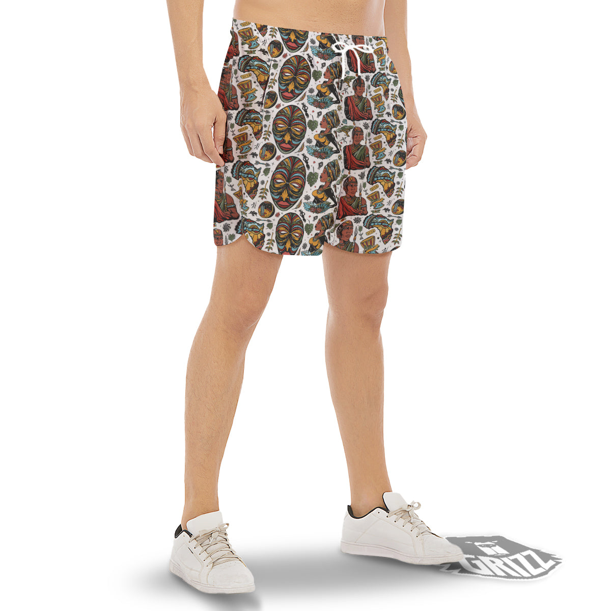 Ethnic Afro African Print Pattern Men's Gym Shorts-grizzshop