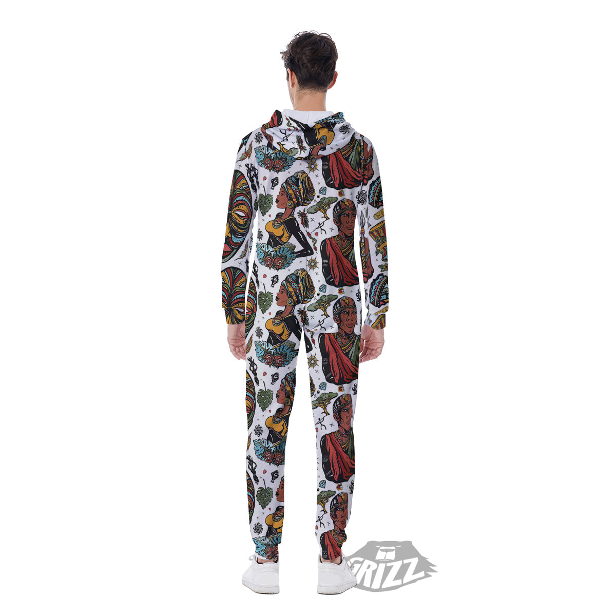 Ethnic Afro African Print Pattern Men's Jumpsuit-grizzshop