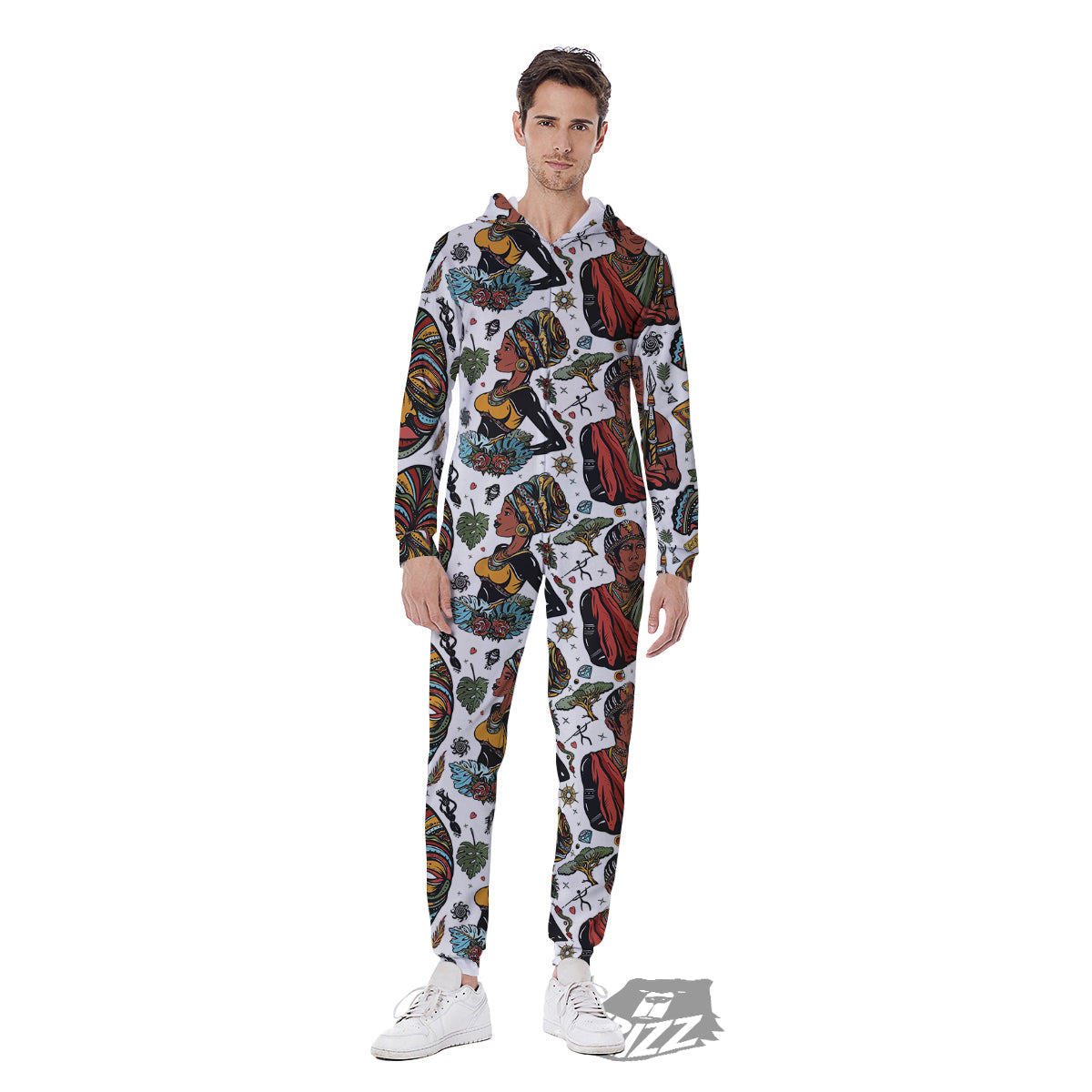 Ethnic Afro African Print Pattern Men's Jumpsuit-grizzshop