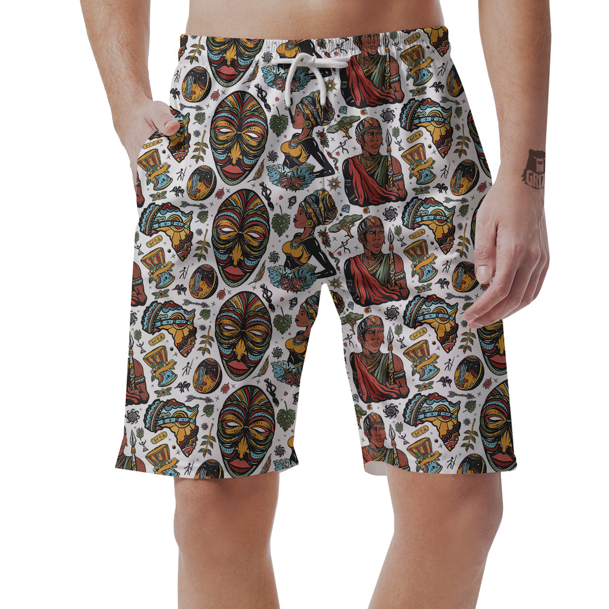 Ethnic Afro African Print Pattern Men's Shorts-grizzshop