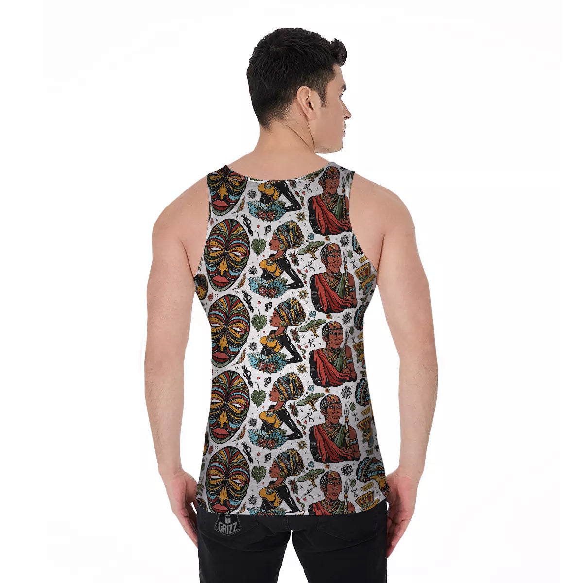 Ethnic Afro African Print Pattern Men's Tank Top-grizzshop