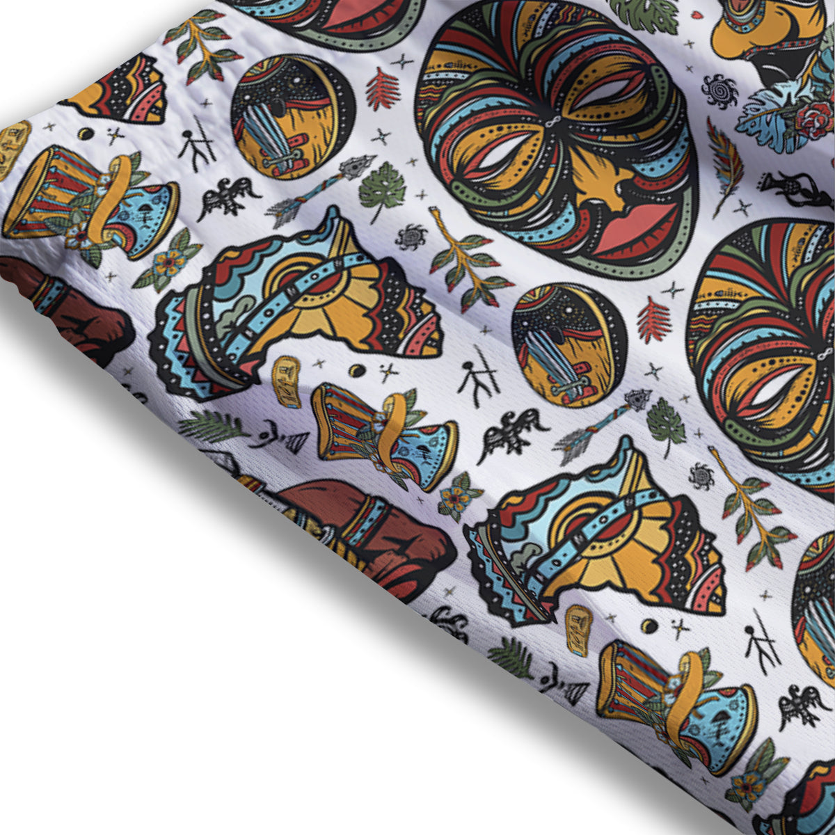 Fresh Leaf Green Print Mesh Shorts