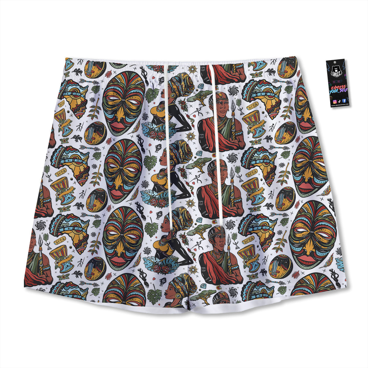 Fresh Leaf Green Print Mesh Shorts