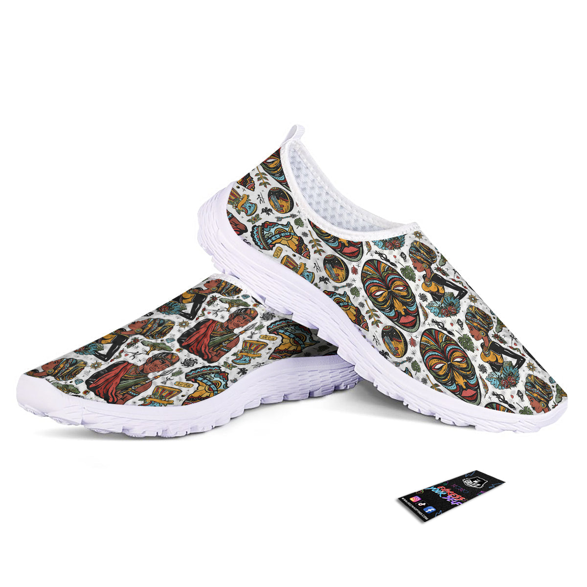 Ethnic Afro African Print Pattern Nurse Shoes-grizzshop