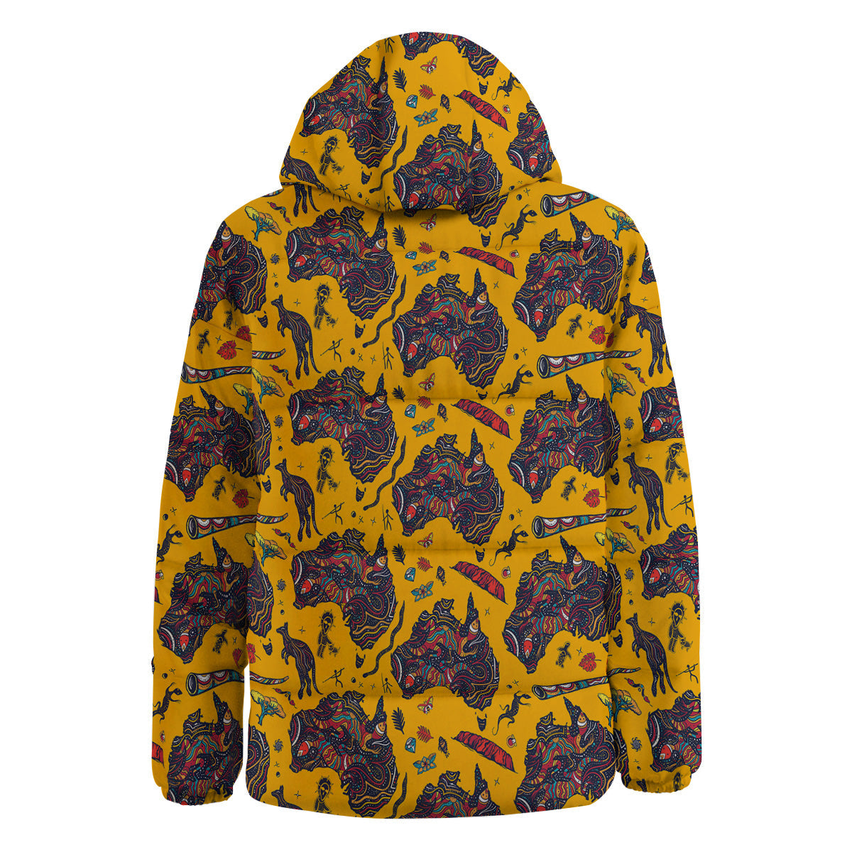 Ethnic Australian Map Tattoo Print Pattern Down Jacket-grizzshop