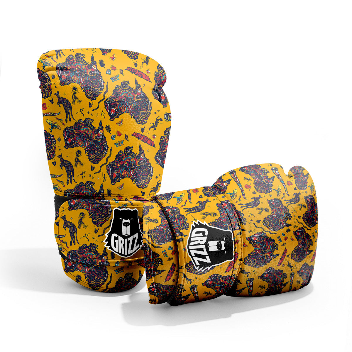 Ethnic Australian Map Tattoo Print Pattern Pro Boxing Glove