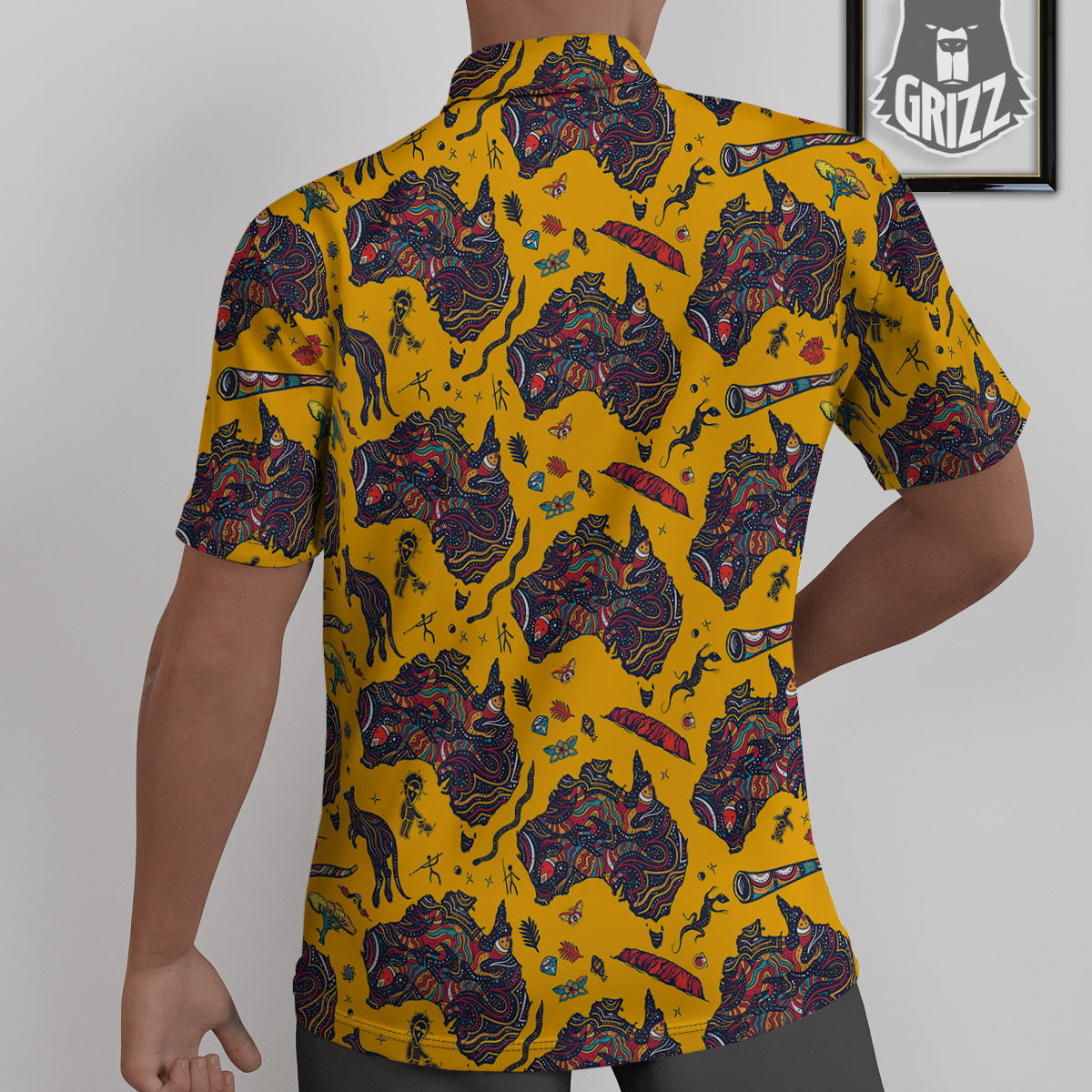 Ethnic Australian Map Tattoo Print Pattern Untucked Shirts-grizzshop