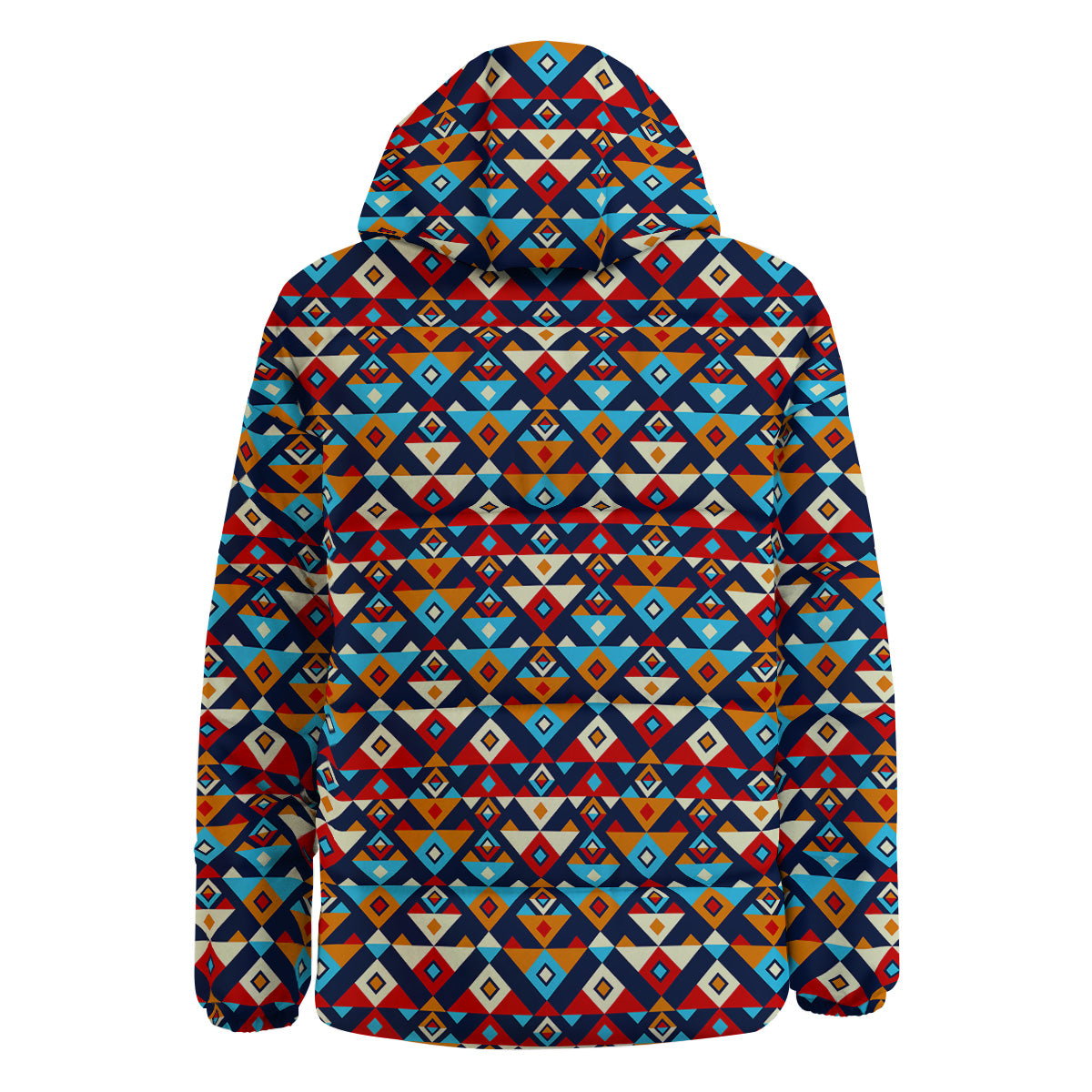 Ethnic Boho Colorful Print Pattern Down Jacket-grizzshop