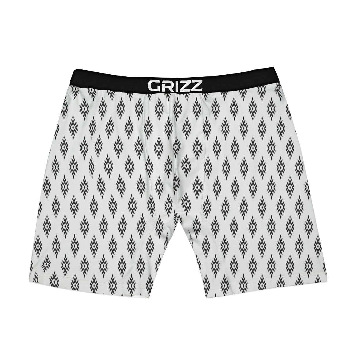 Ethnic Boho White And Black Print Boxer Briefs-grizzshop