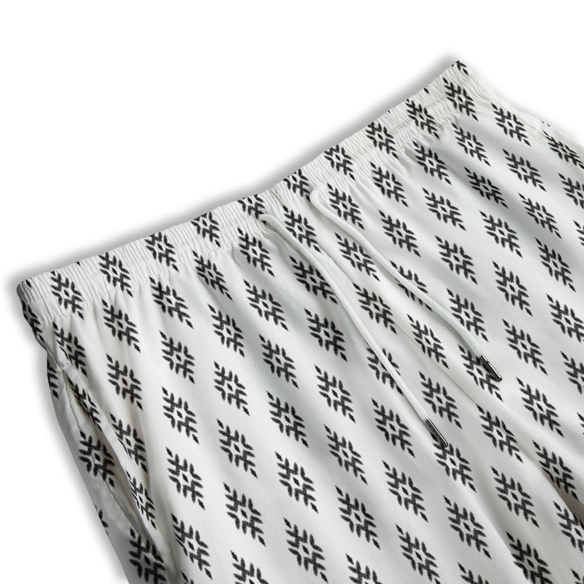 Ethnic Boho White And Black Print Men's Athletic Shorts