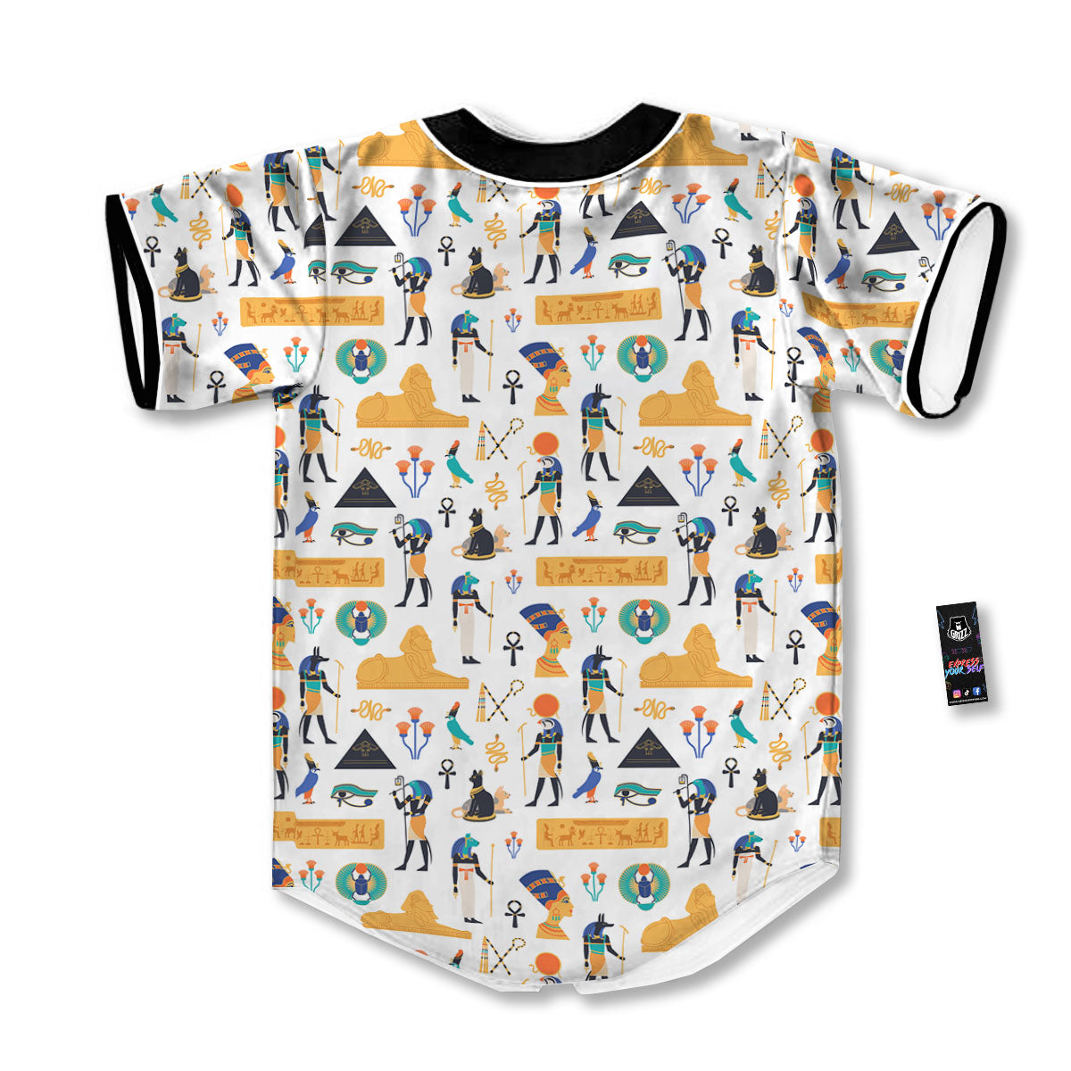 Ethnic Egyptian Print Pattern Baseball Jersey-grizzshop