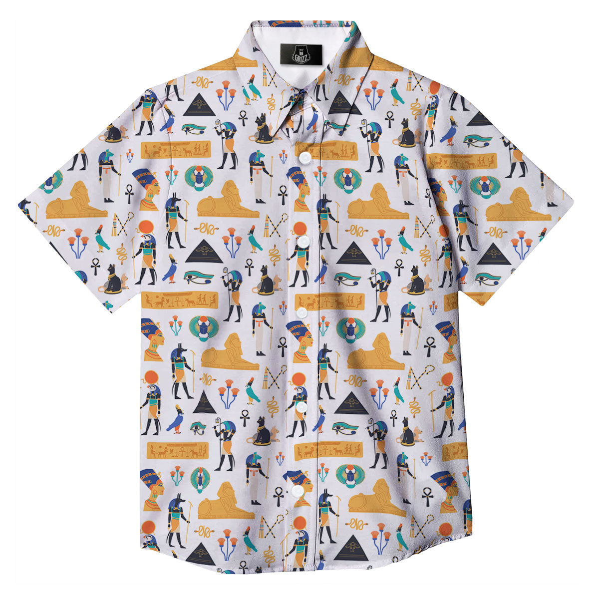 Ethnic Egyptian Print Pattern Button Up Shirt-grizzshop