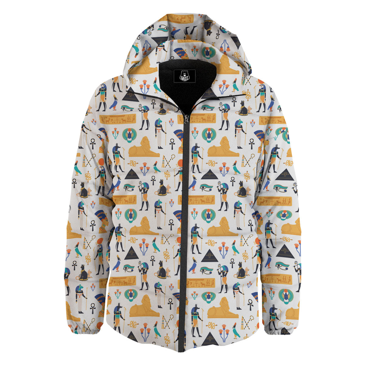 Ethnic Egyptian Print Pattern Down Jacket-grizzshop