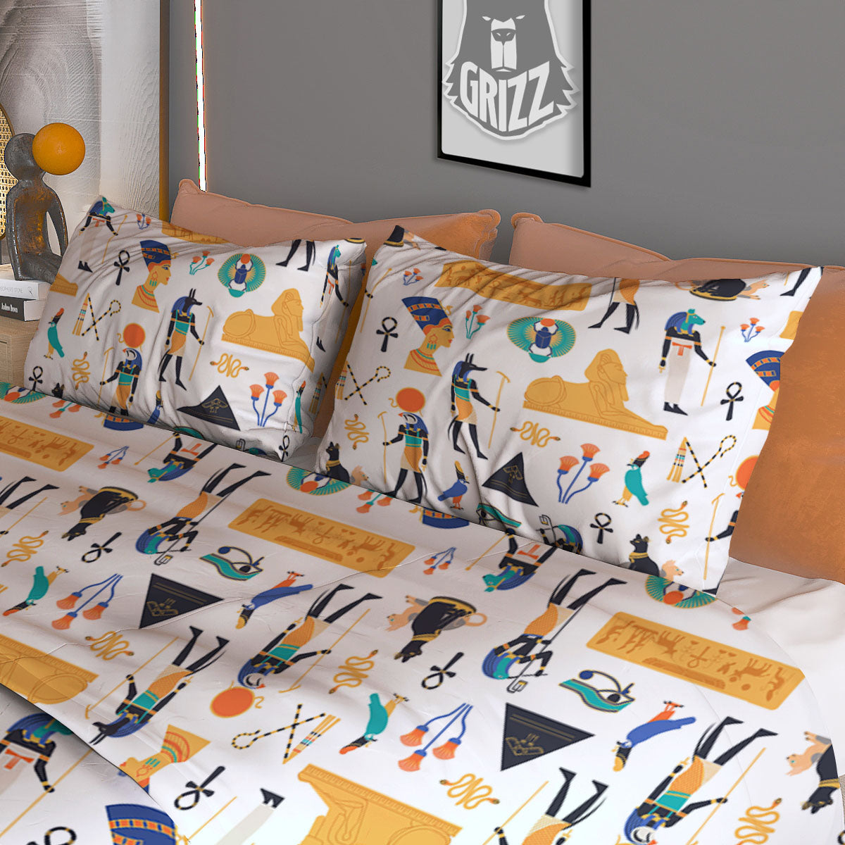 Ethnic Egyptian Print Pattern Duvet Cover Bedding Set