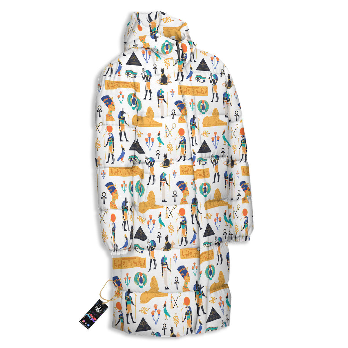 Ethnic Egyptian Print Pattern Long Down Jacket-grizzshop
