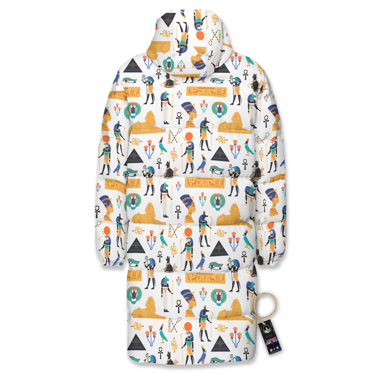 Ethnic Egyptian Print Pattern Long Down Jacket-grizzshop