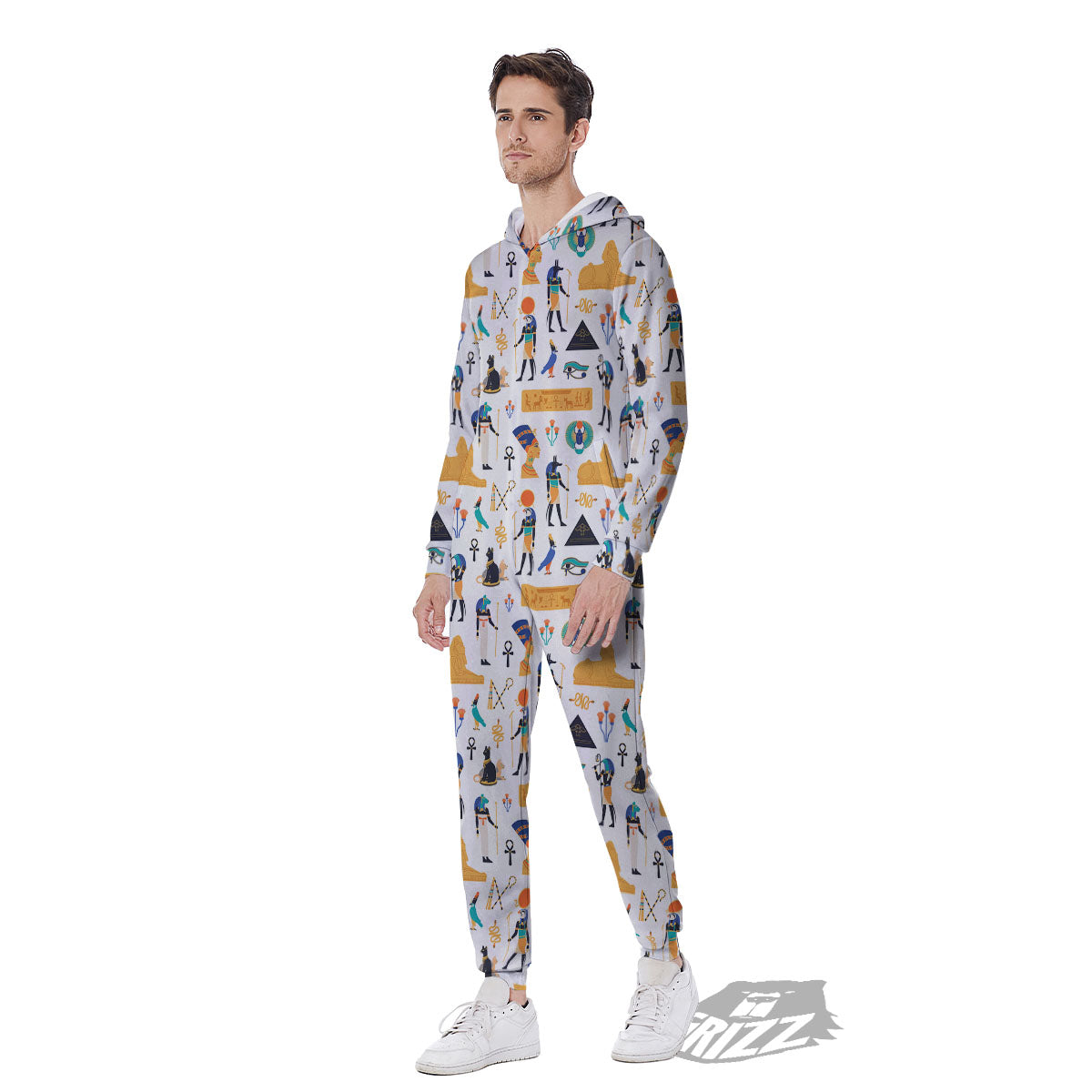 Ethnic Egyptian Print Pattern Men's Jumpsuit-grizzshop