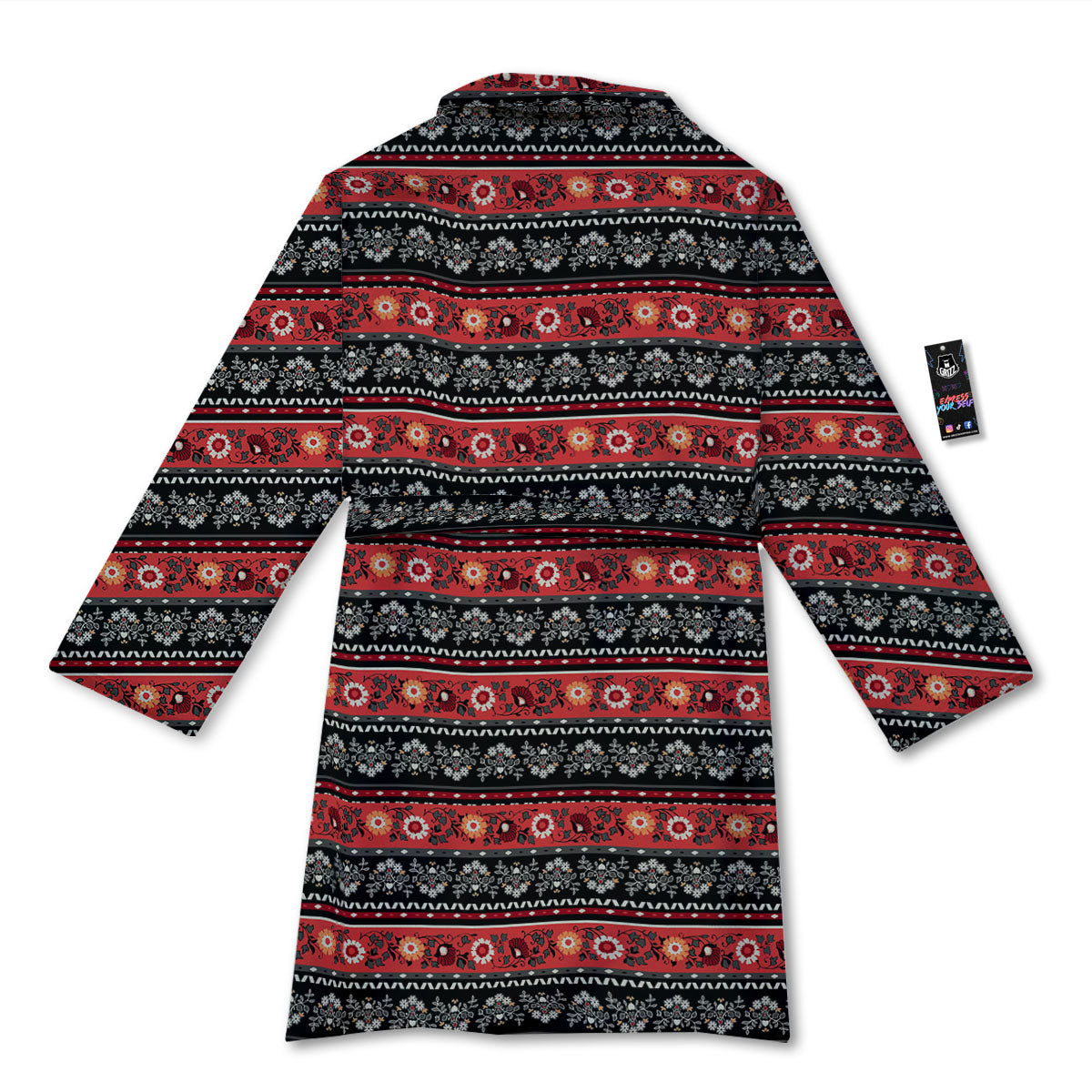 Ethnic Floral Print Pattern Bathrobe-grizzshop