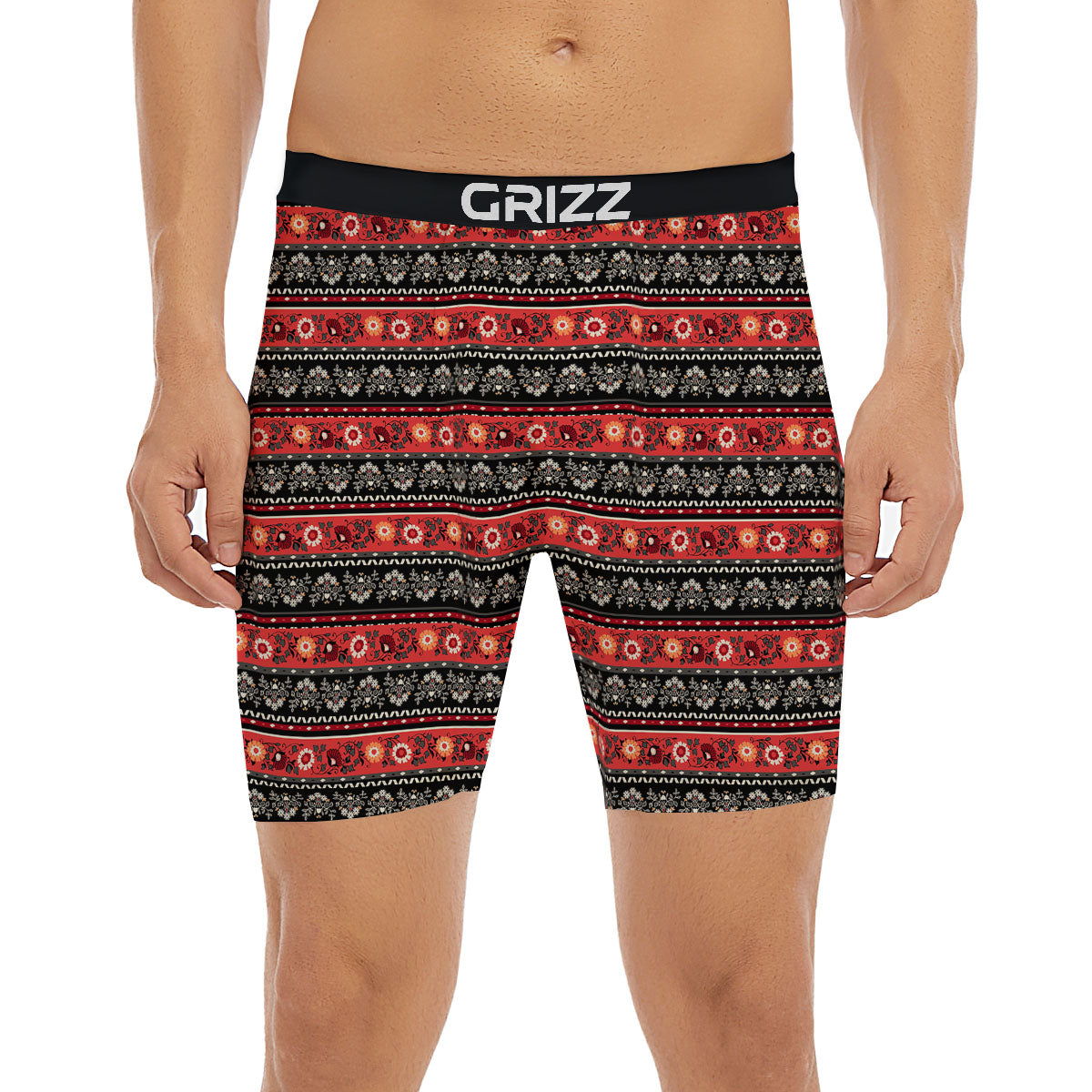 Ethnic Floral Print Pattern Boxer Briefs-grizzshop