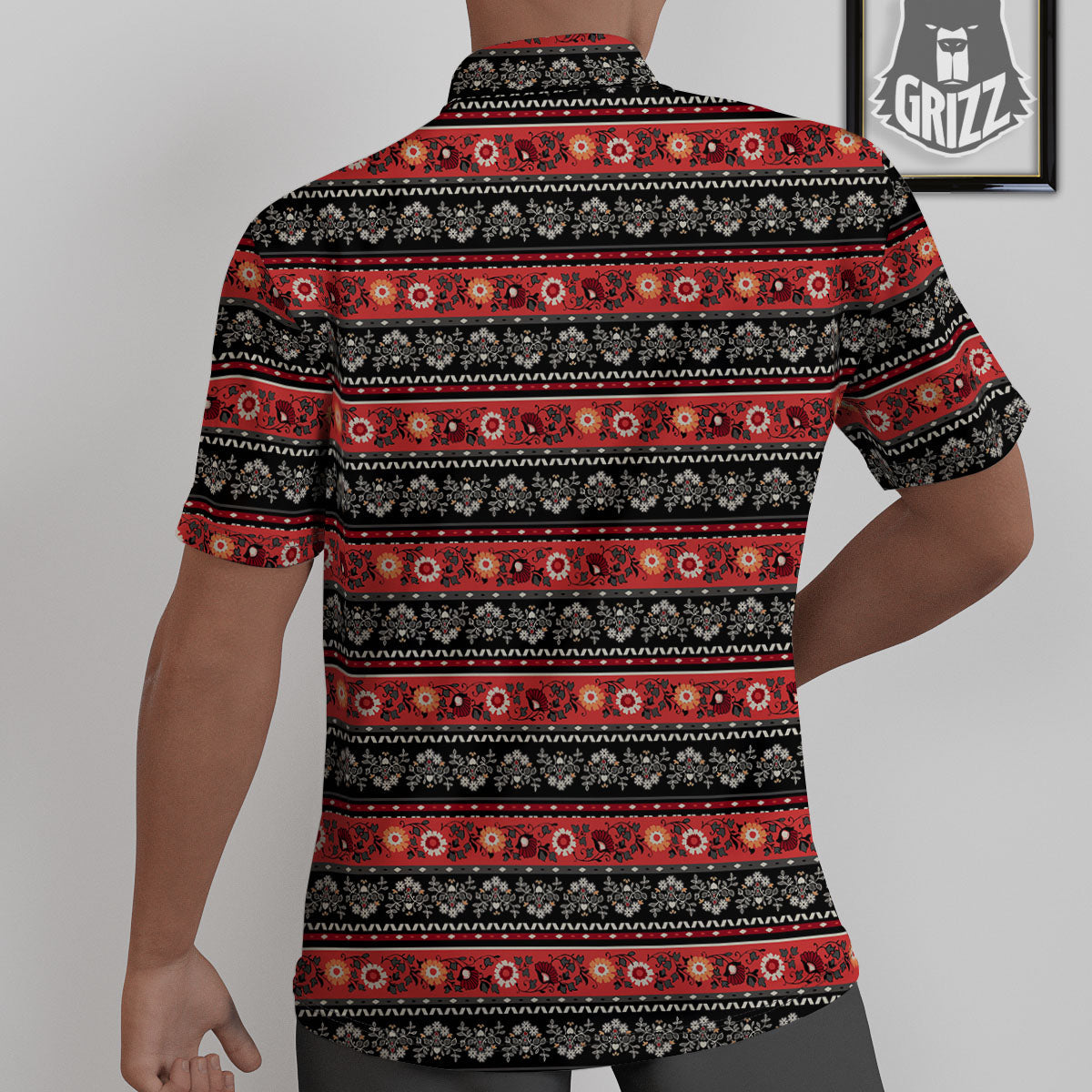 Ethnic Floral Print Pattern Untucked Shirts-grizzshop