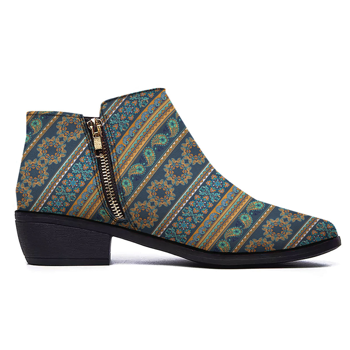 Ethnic Indian Print Pattern Ankle Boots-grizzshop