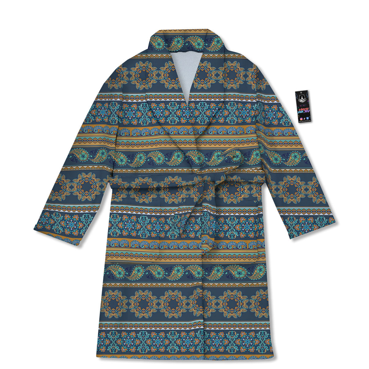Ethnic Indian Print Pattern Bathrobe-grizzshop