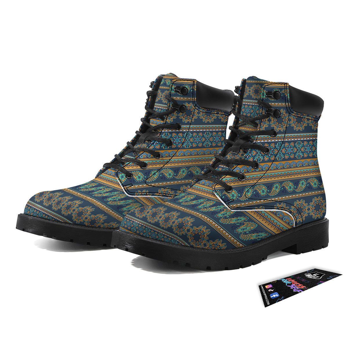 Ethnic Indian Print Pattern Boots-grizzshop
