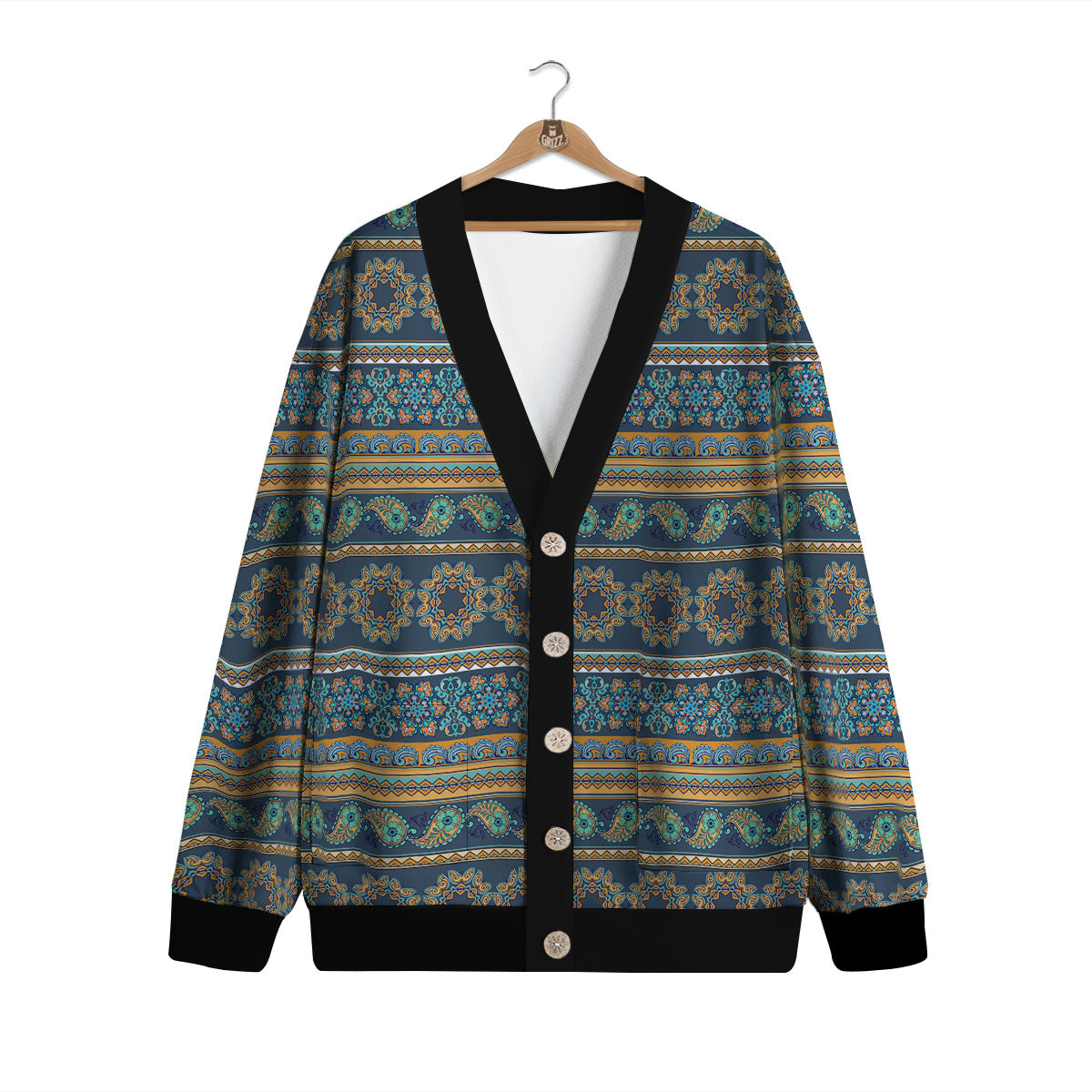 Ethnic Indian Print Pattern Cardigan-grizzshop
