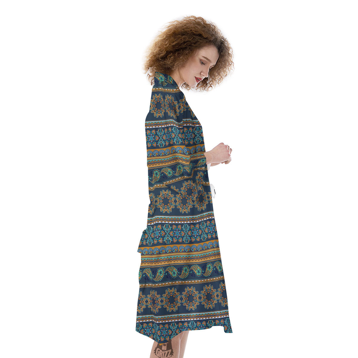 Ethnic Indian Print Pattern Kimono-grizzshop