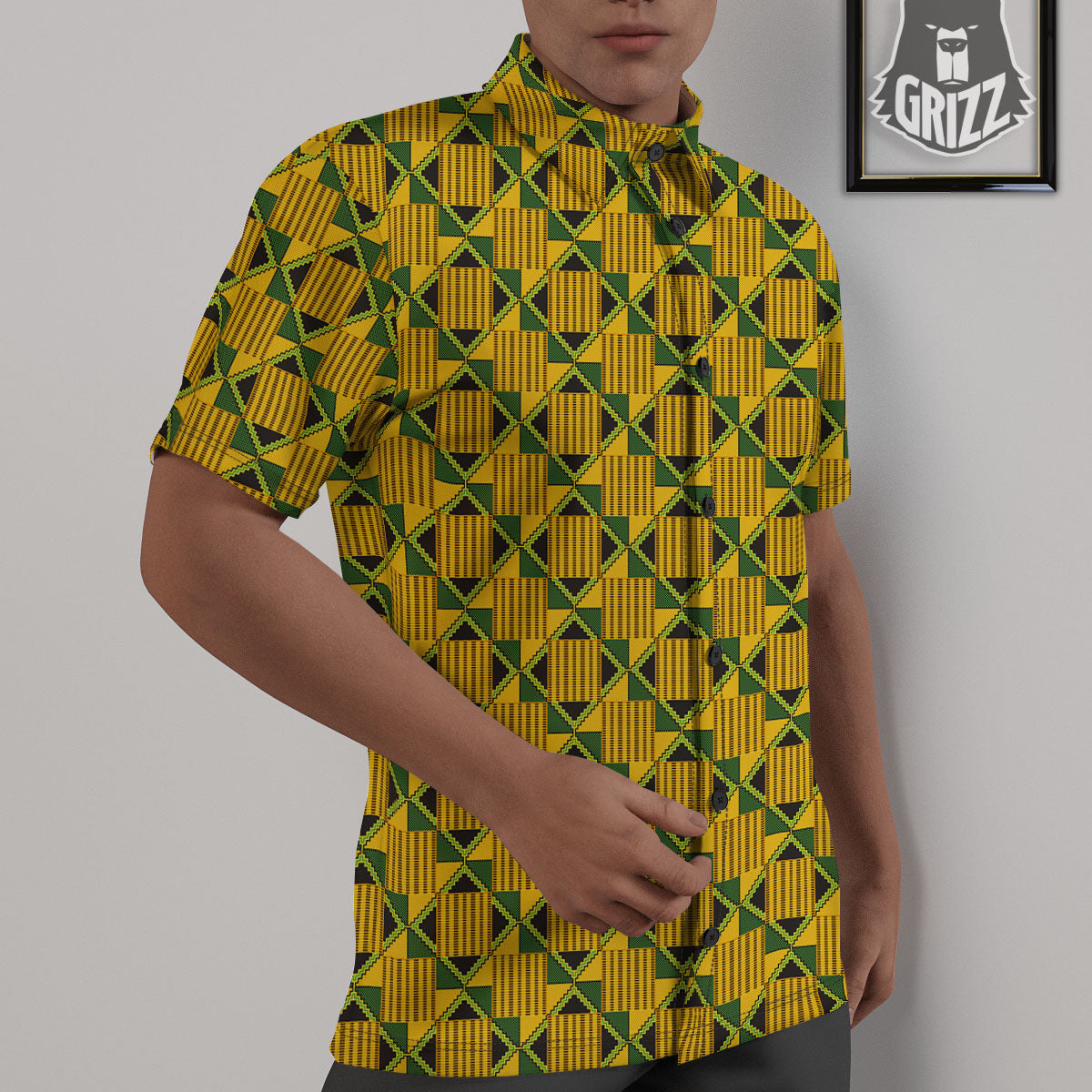 Ethnic Kente Print Pattern Untucked Shirts-grizzshop