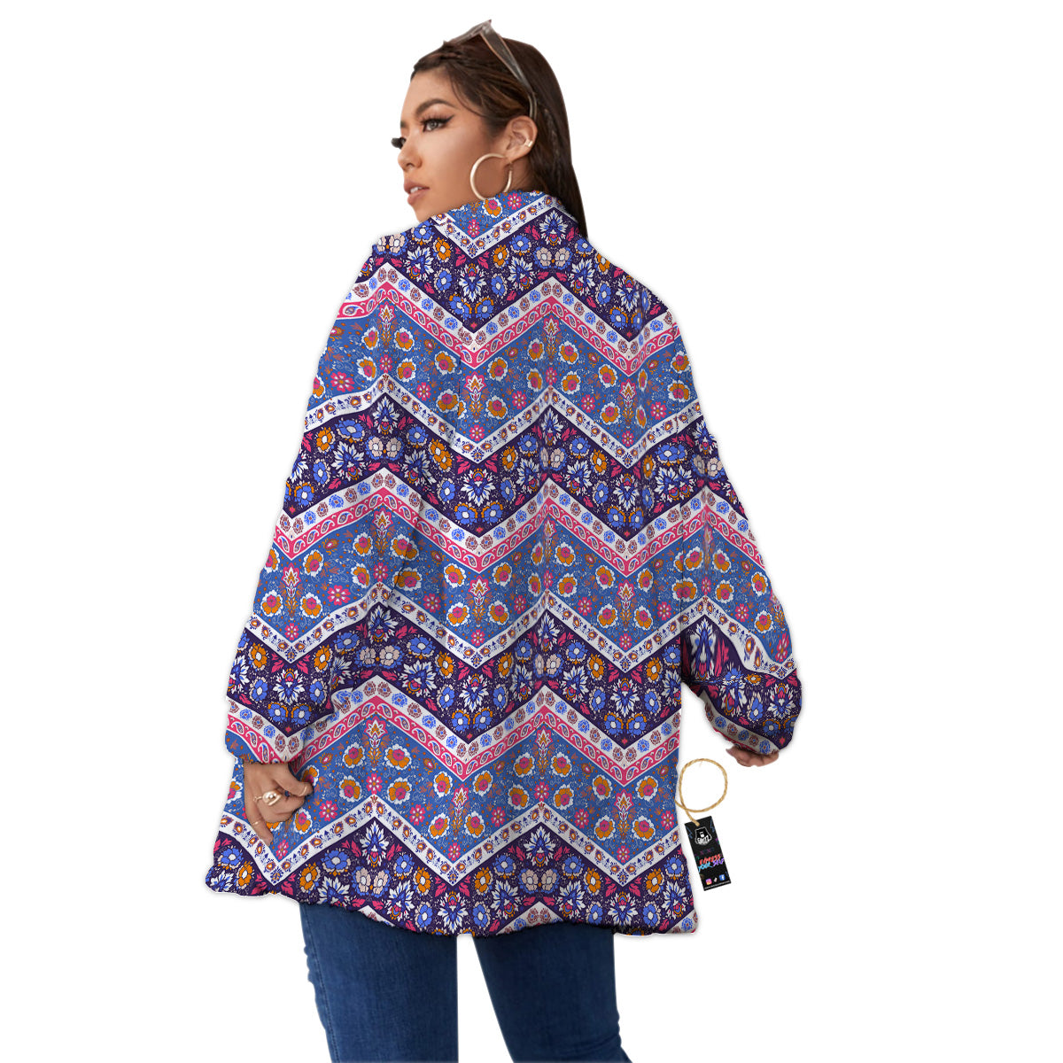 Ethnic Mandala And Indian Paisley Print Pattern Women's Sherpa Jacket-grizzshop