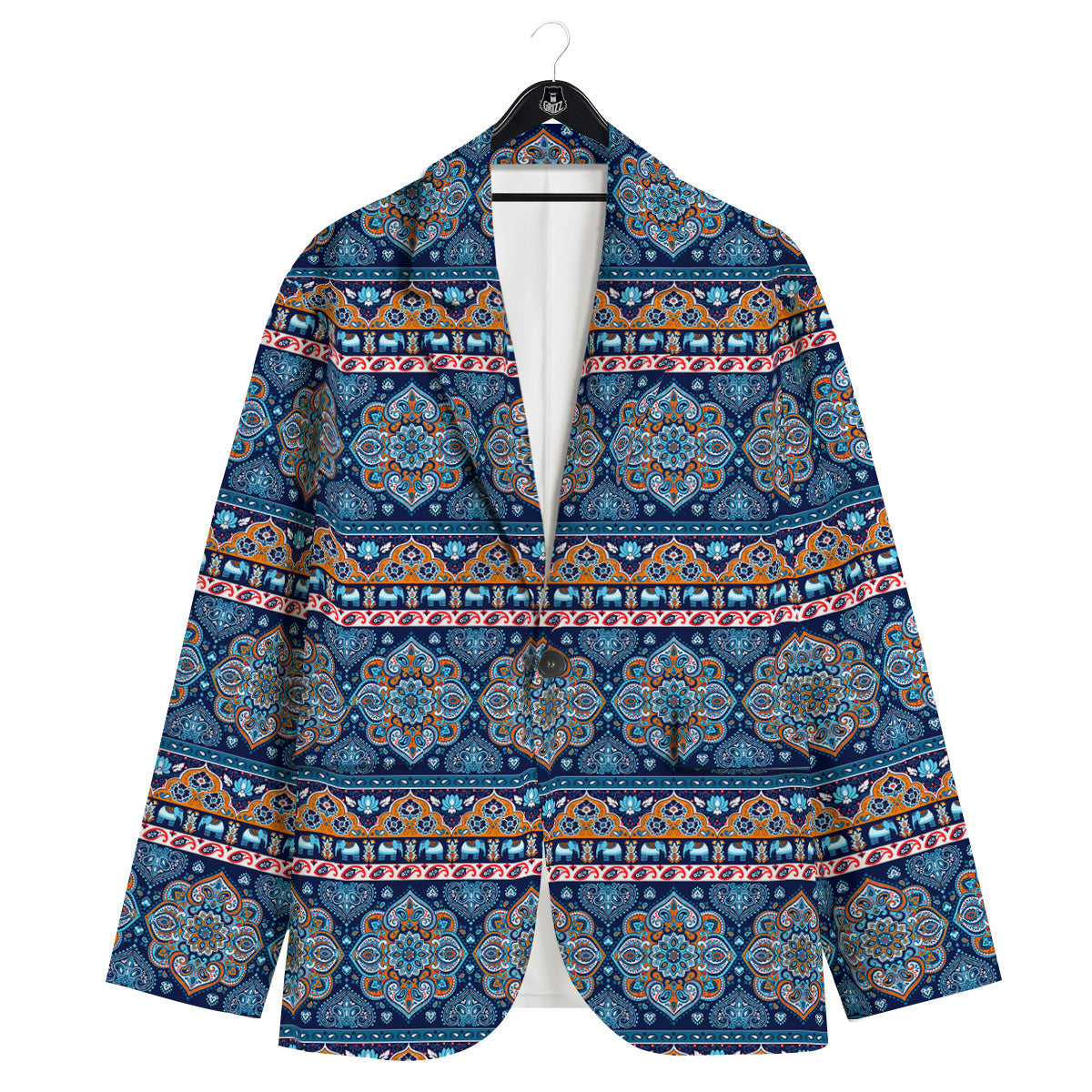 Ethnic Mandala Blue Print Pattern Men's Sport Coat-grizzshop