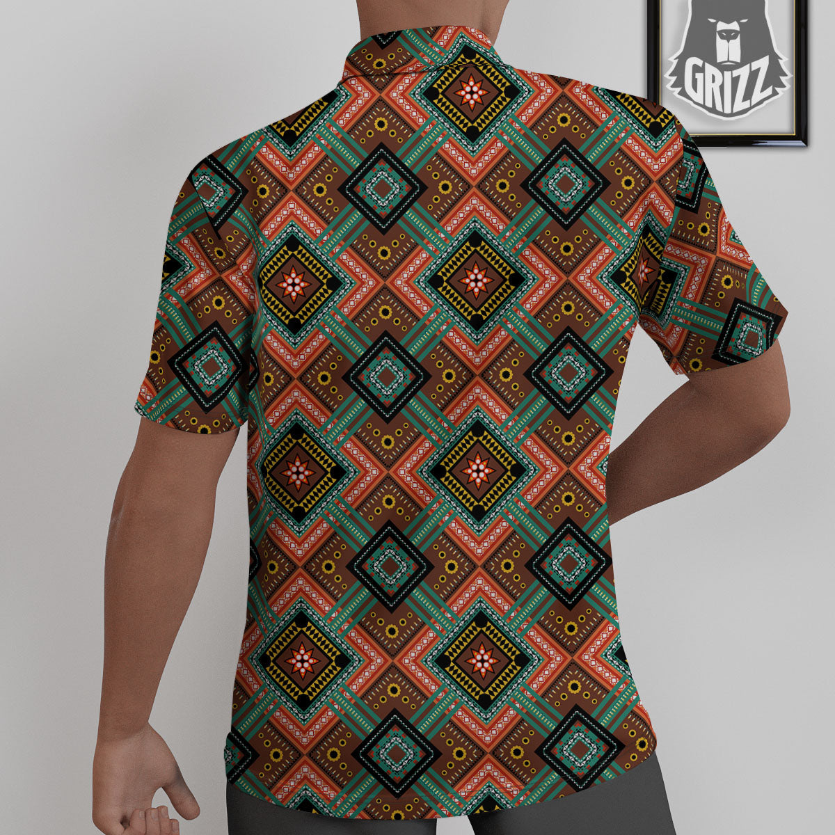 Ethnic Mandala Red Tribal Print Untucked Shirts-grizzshop
