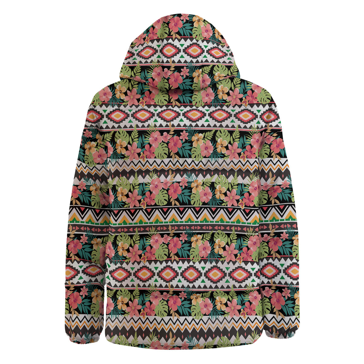 Ethnic Mix Tropical Flower Print Pattern Down Jacket-grizzshop