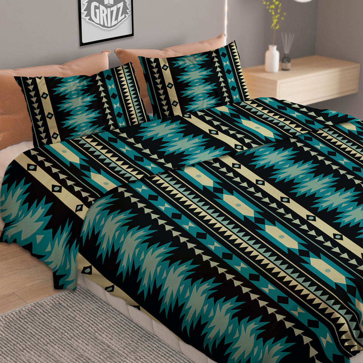 Ethnic Native Print Pattern Duvet Cover Bedding Set-grizzshop
