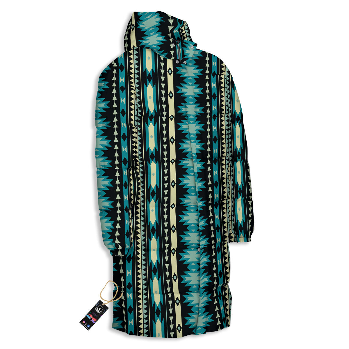 Ethnic Native Print Pattern Long Down Jacket-grizzshop